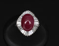 Vintage 10.23ct Natural Ruby & 1.58ct Diamond Platinum Ring Size 8.25 13.4gr