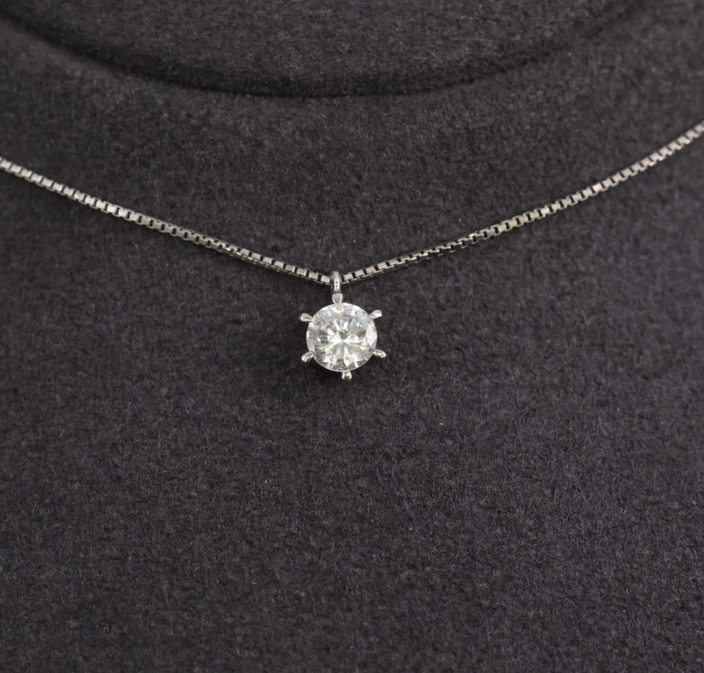 Classic 0.35ct Round Natural Untreated Diamond Platinum Pendant Necklace