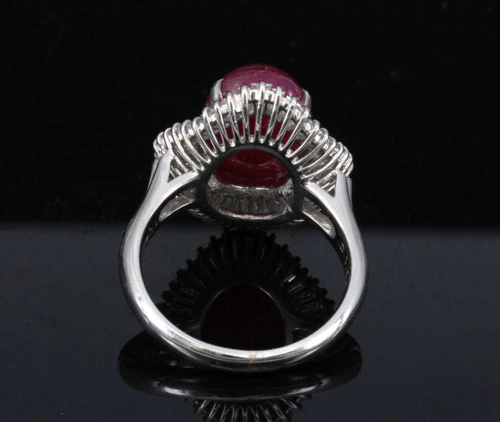 Vintage 10.23ct Natural Ruby & 1.58ct Diamond Platinum Ring Size 8.25 13.4gr