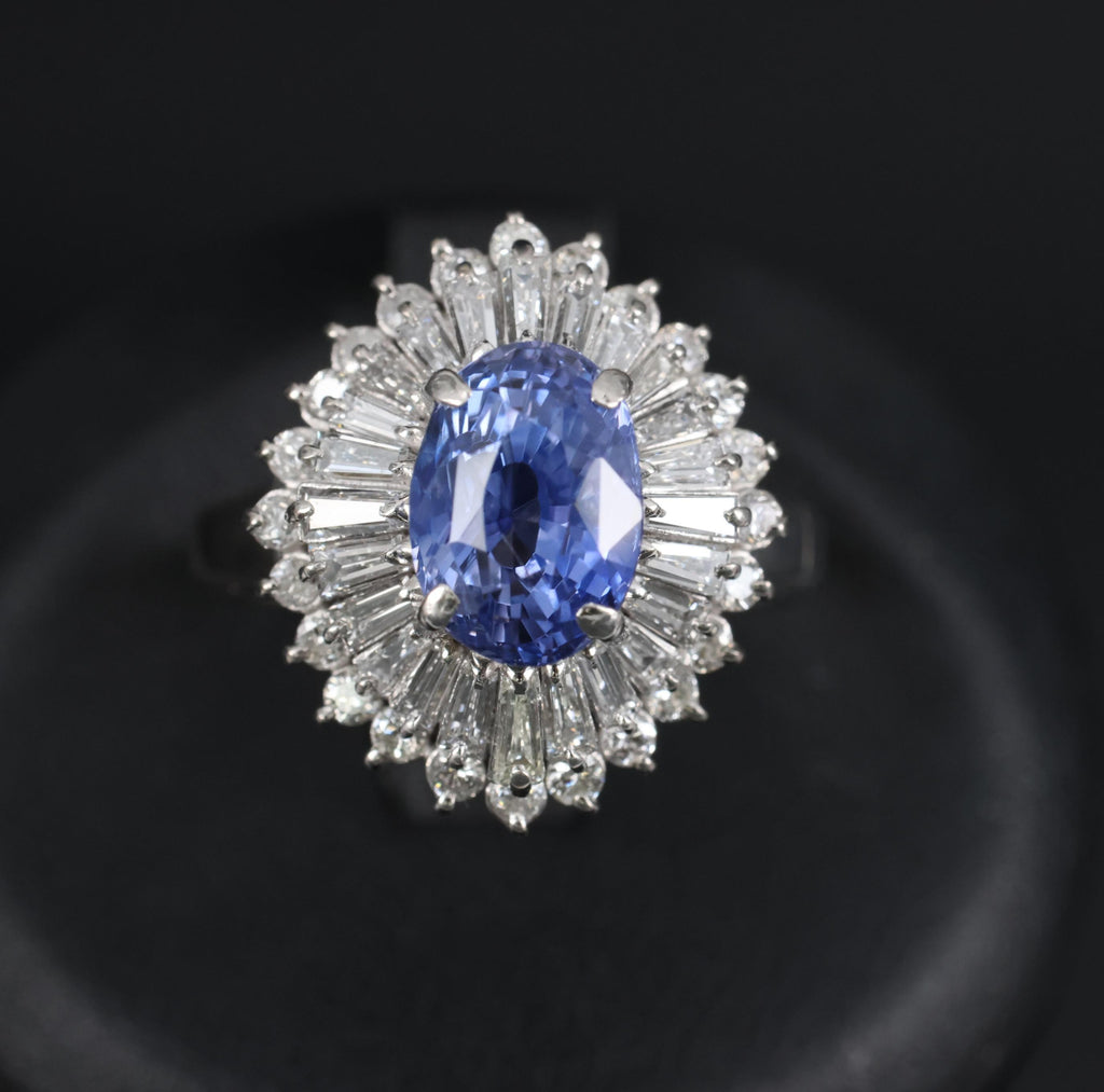 3.99ct GIA Ceylon NO HEAT Color Change Sapphire & 1.26ct Diamond Platinum Ring