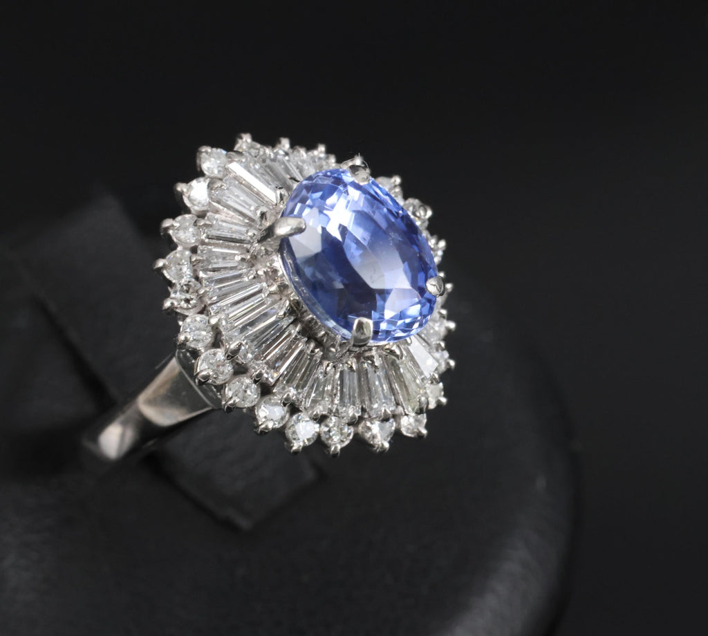 3.99ct GIA Ceylon NO HEAT Color Change Sapphire & 1.26ct Diamond Platinum Ring