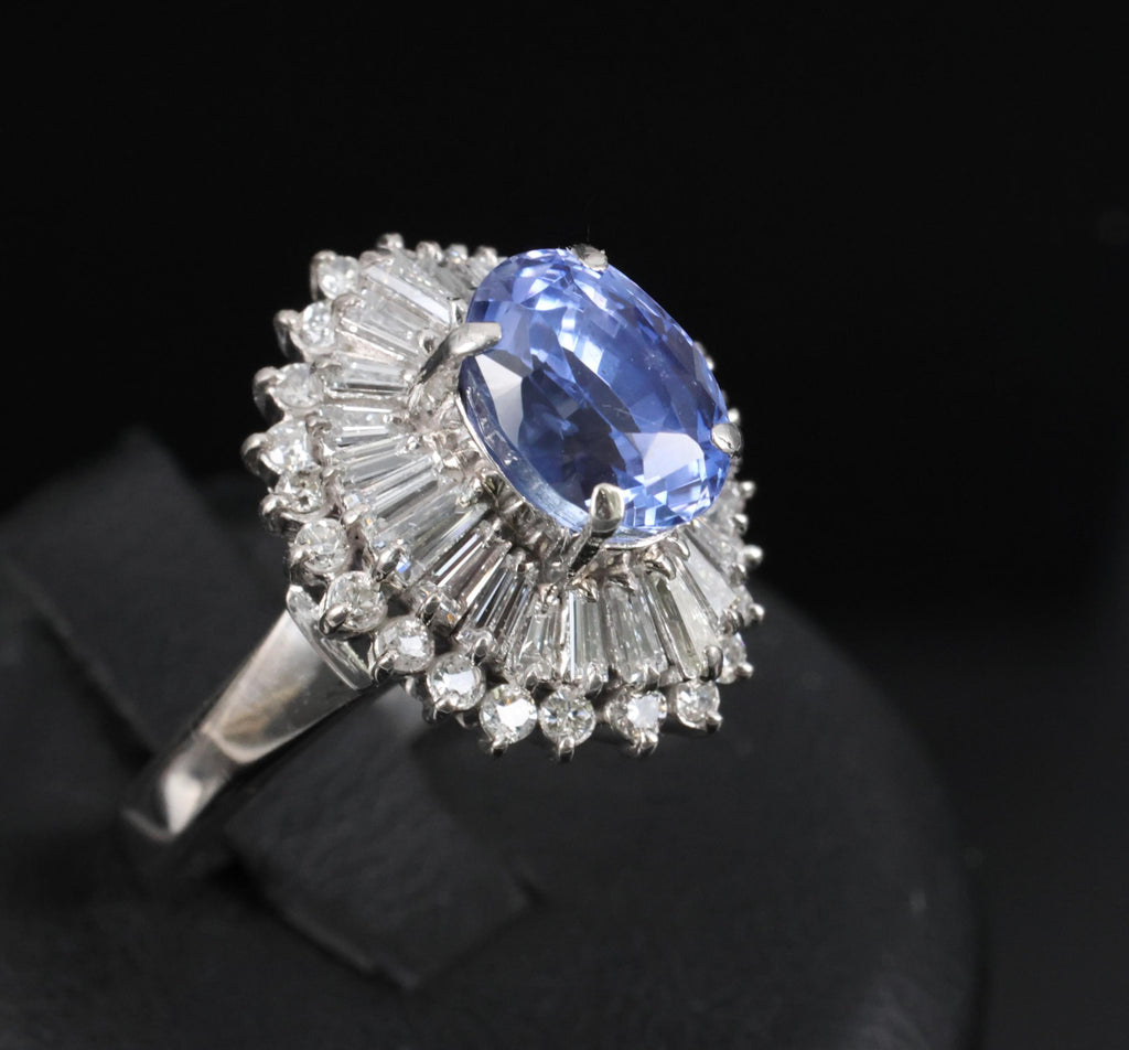 3.99ct GIA Ceylon NO HEAT Color Change Sapphire & 1.26ct Diamond Platinum Ring
