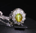 Vintage 1.60ct Chrysoberyl Cat's Eye & 0.41ct Diamond Platinum Tie Tack Pin