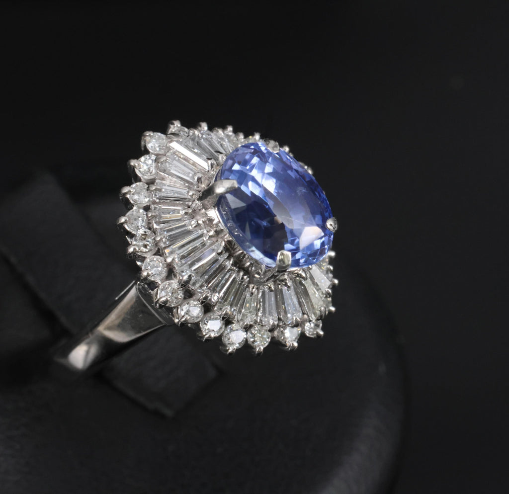 3.99ct GIA Ceylon NO HEAT Color Change Sapphire & 1.26ct Diamond Platinum Ring