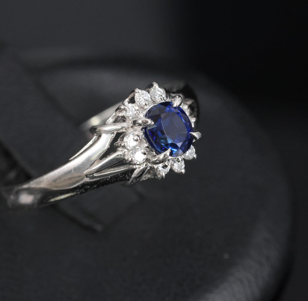 0.51ct Royal Blue Natural Sapphire & 0.10ct Diamond Platinum Ring, Size 7.75