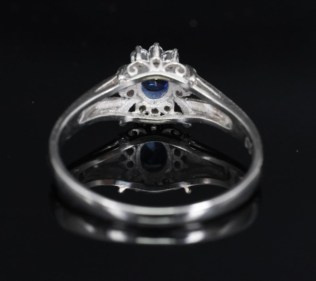 0.51ct Royal Blue Natural Sapphire & 0.10ct Diamond Platinum Ring, Size 7.75