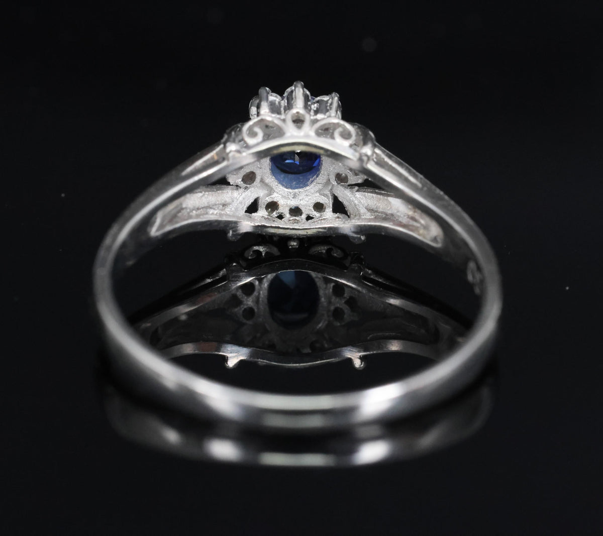 0.51ct Royal Blue Natural Sapphire & 0.10ct Diamond Platinum Ring, Size 7.75