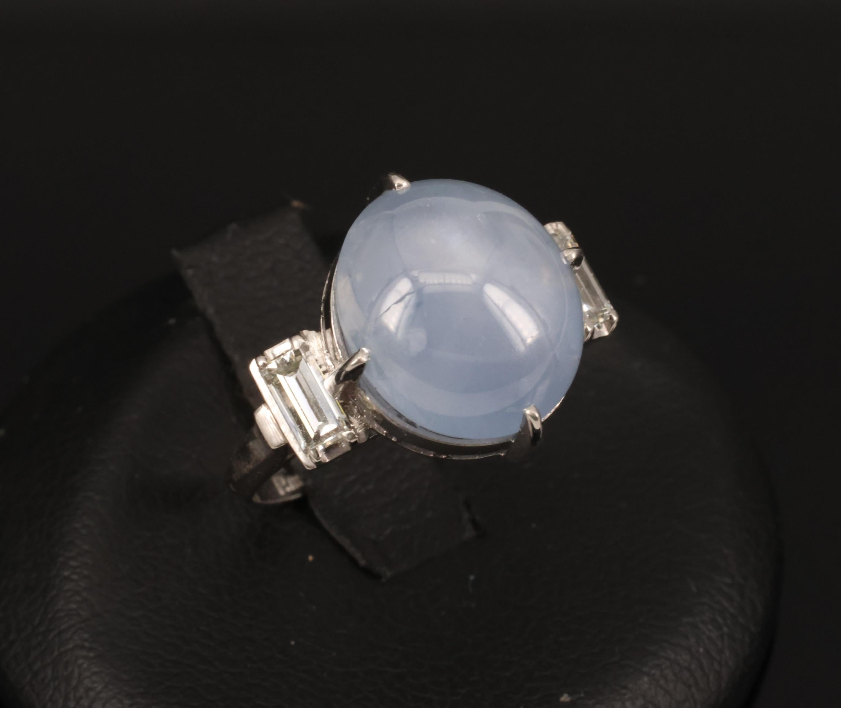 Fine 10.52ct Natural Star Sapphire & 0.20ct Diamond Platinum Ring, Size 5.75