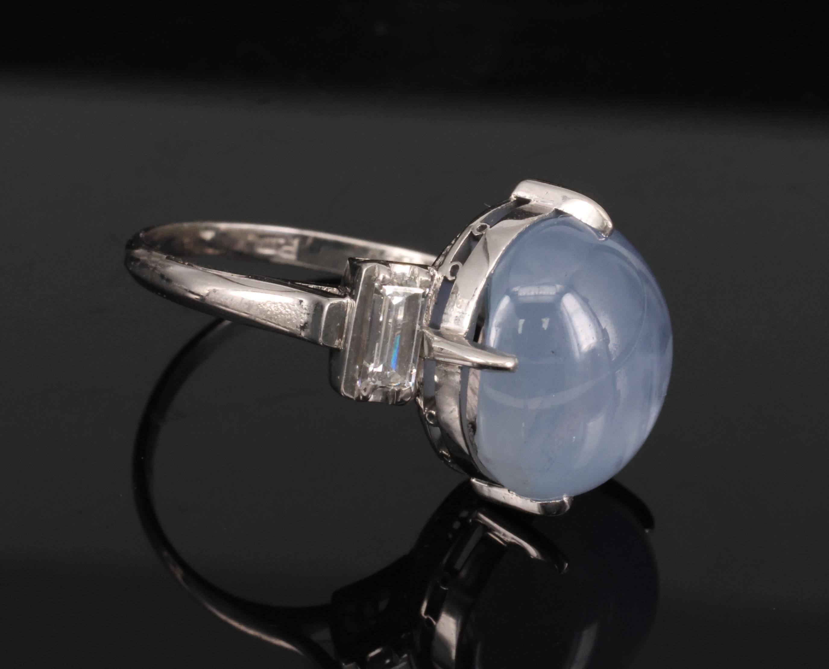 Fine 10.52ct Natural Star Sapphire & 0.20ct Diamond Platinum Ring, Size 5.75