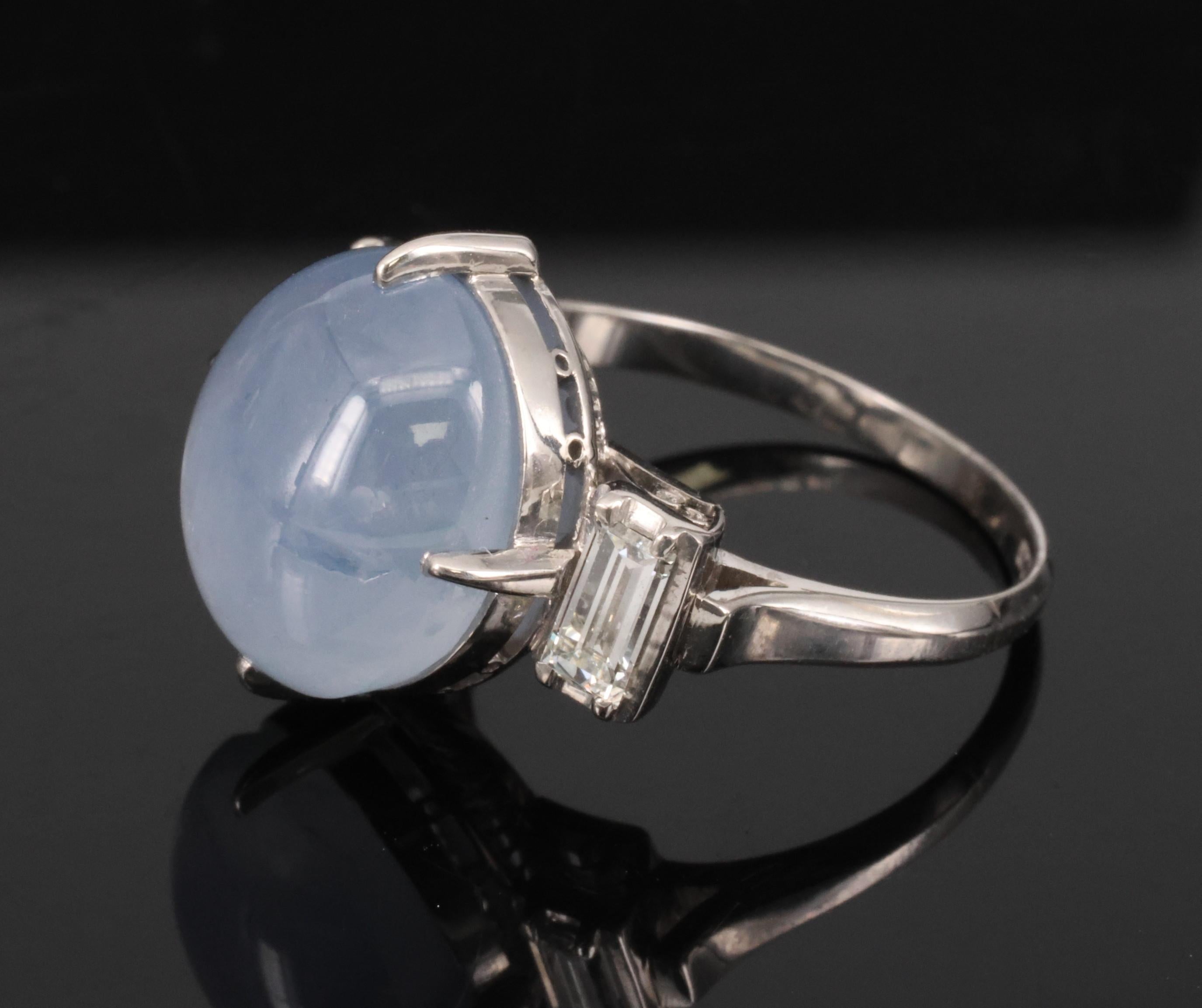 Fine 10.52ct Natural Star Sapphire & 0.20ct Diamond Platinum Ring, Size 5.75