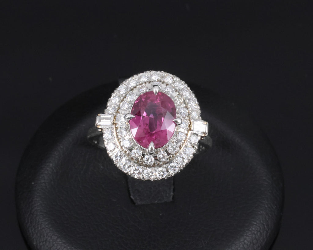 Fine Vintage 2.02ct GIA Thai Ruby & 0.83 Diamond Platinum Ring, Size 6