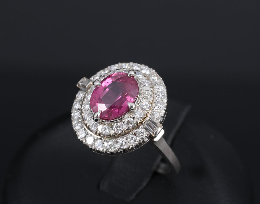 Fine Vintage 2.02ct GIA Thai Ruby & 0.83 Diamond Platinum Ring, Size 6