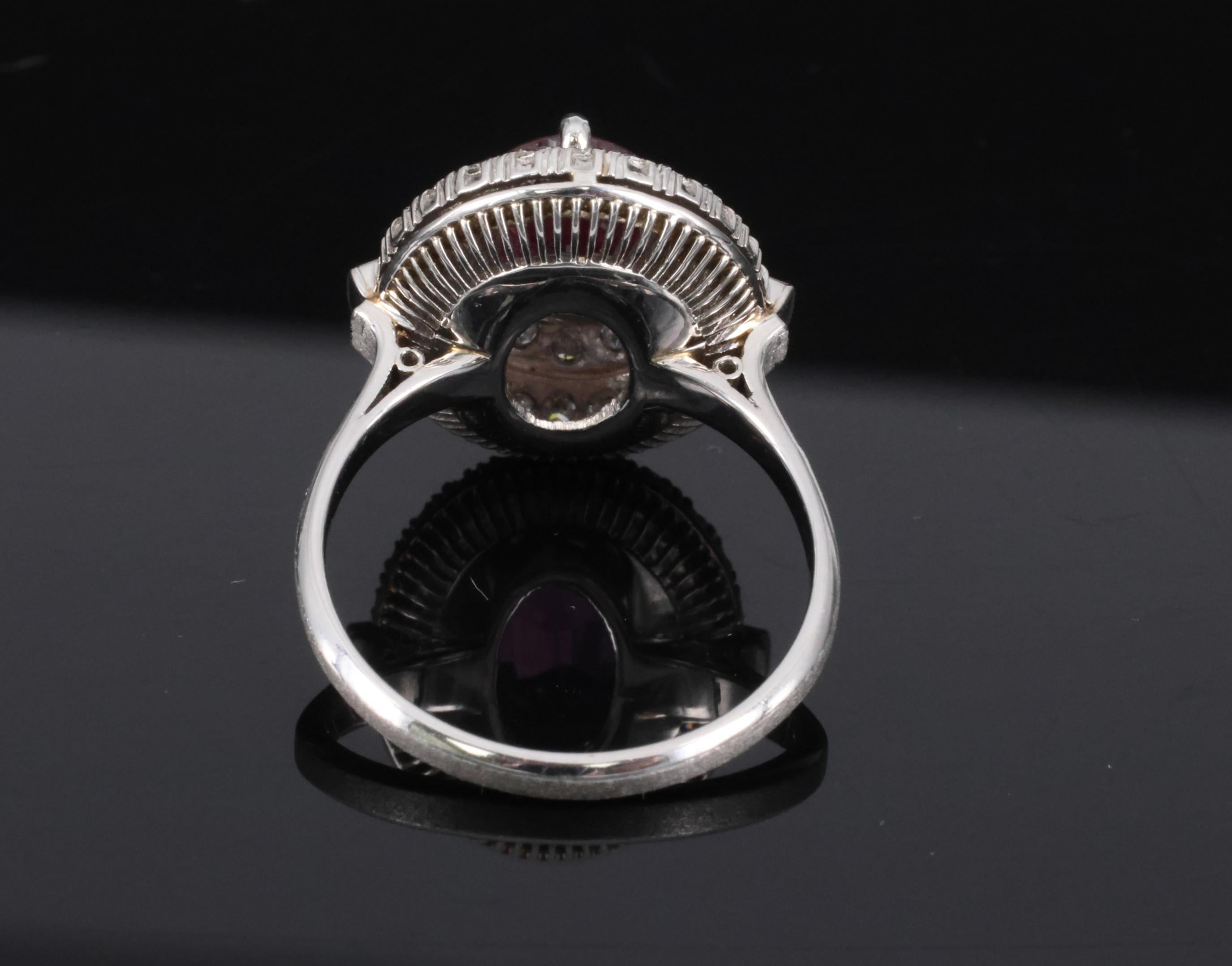 Fine Vintage 2.02ct GIA Thai Ruby & 0.83 Diamond Platinum Ring, Size 6