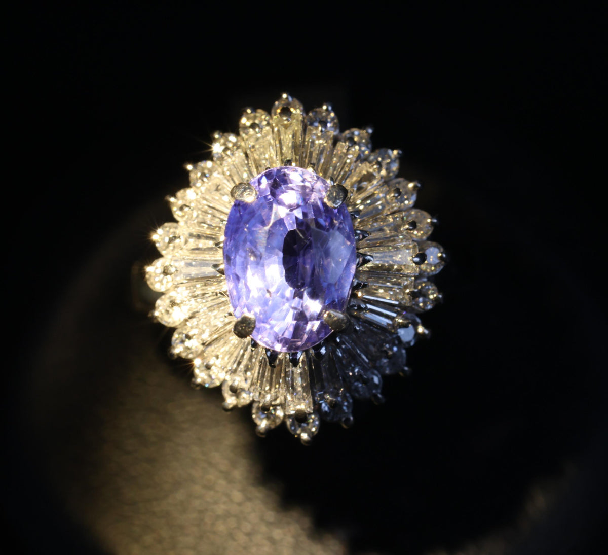 3.99ct GIA Ceylon NO HEAT Color Change Sapphire & 1.26ct Diamond Platinum Ring