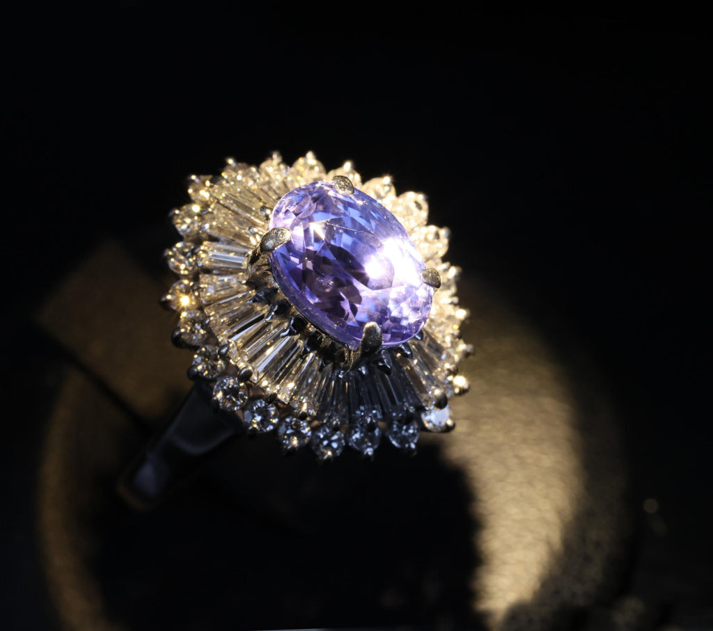 3.99ct GIA Ceylon NO HEAT Color Change Sapphire & 1.26ct Diamond Platinum Ring