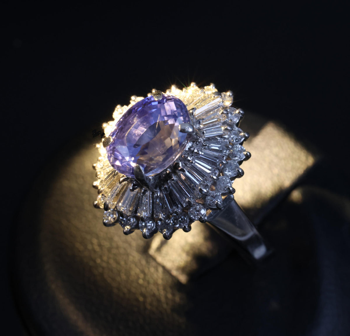 3.99ct GIA Ceylon NO HEAT Color Change Sapphire & 1.26ct Diamond Platinum Ring