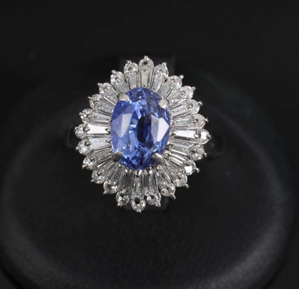 3.99ct GIA Ceylon NO HEAT Color Change Sapphire & 1.26ct Diamond Platinum Ring
