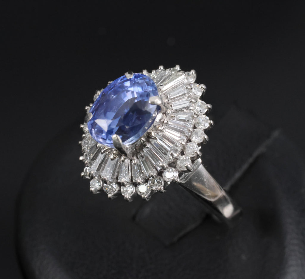 3.99ct GIA Ceylon NO HEAT Color Change Sapphire & 1.26ct Diamond Platinum Ring