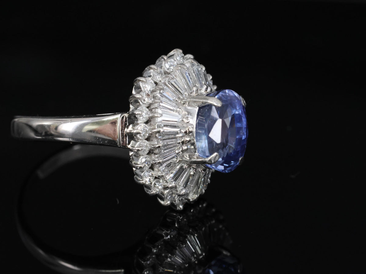 3.99ct GIA Ceylon NO HEAT Color Change Sapphire & 1.26ct Diamond Platinum Ring