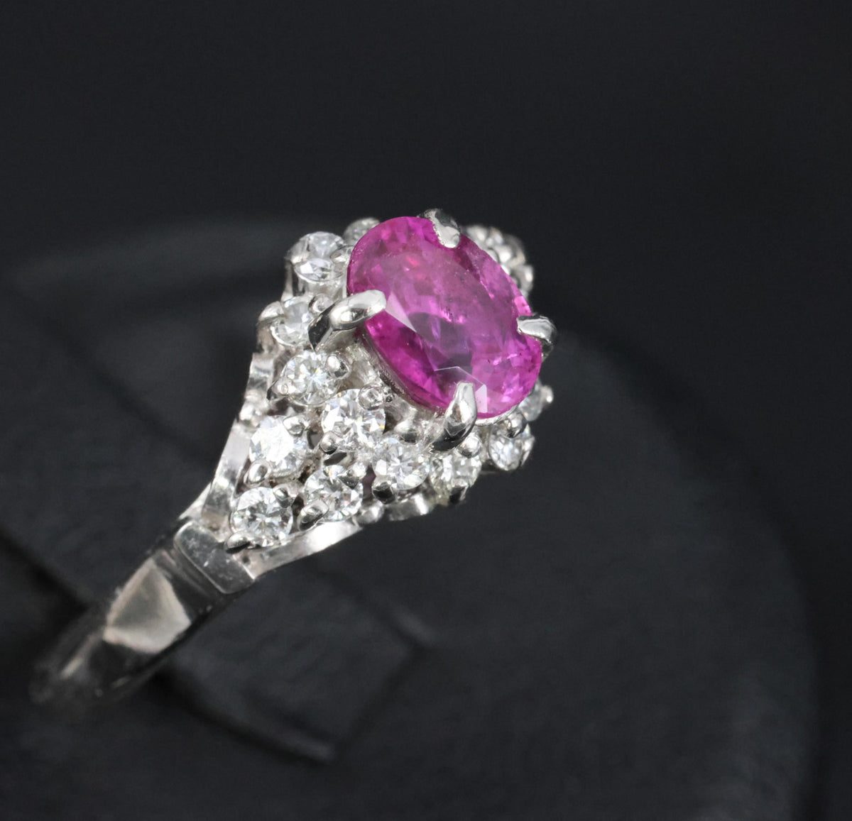 1.45ct GIA Natural NO HEAT Pink Sapphire 0.40ct Diamond Platinum Ring Size 6.25