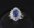 1.85ct GIA Ceylon No Heat Blue Sapphire & 0.60ct Diamond Platinum Ring Size 7
