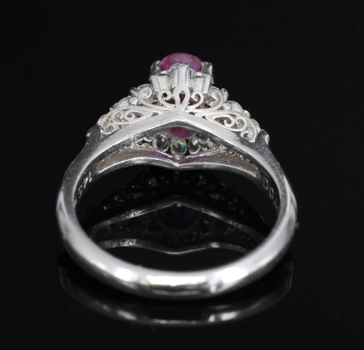 1.45ct GIA Natural NO HEAT Pink Sapphire 0.40ct Diamond Platinum Ring Size 6.25