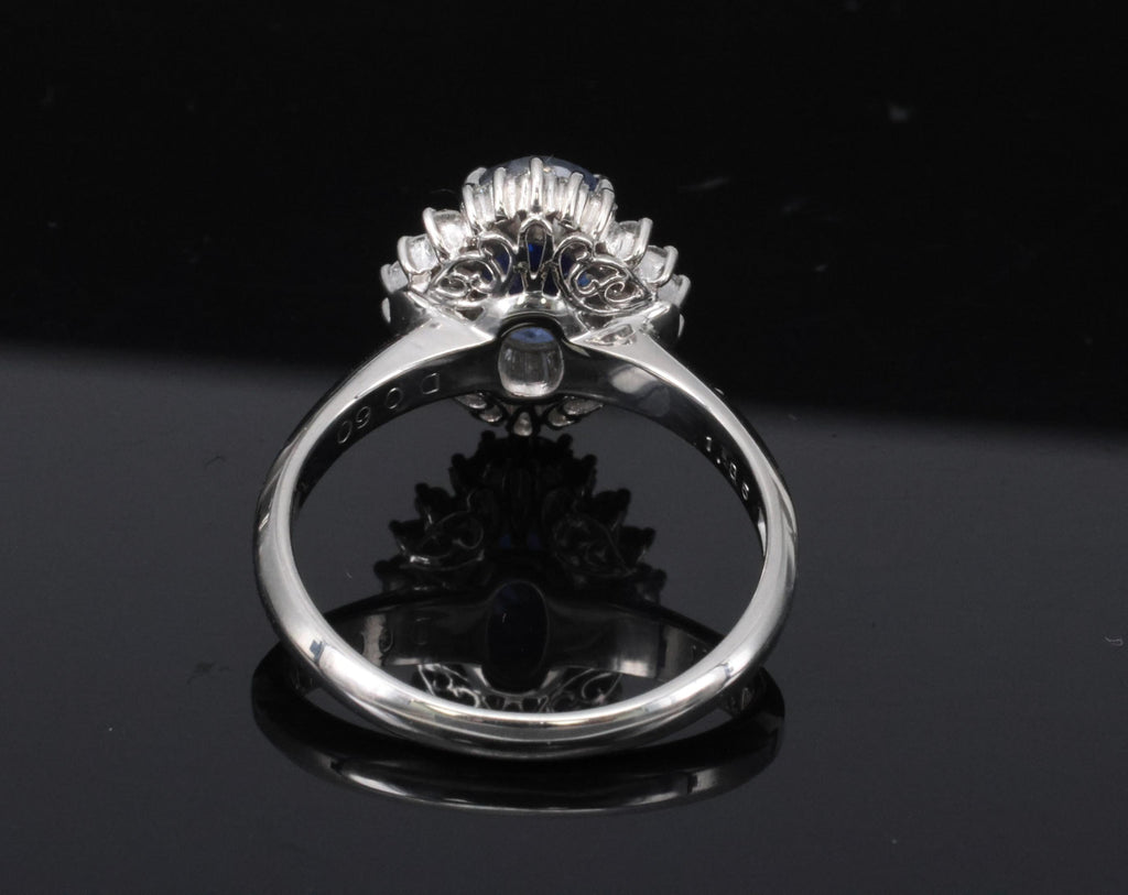 1.85ct GIA Ceylon No Heat Blue Sapphire & 0.60ct Diamond Platinum Ring Size 7