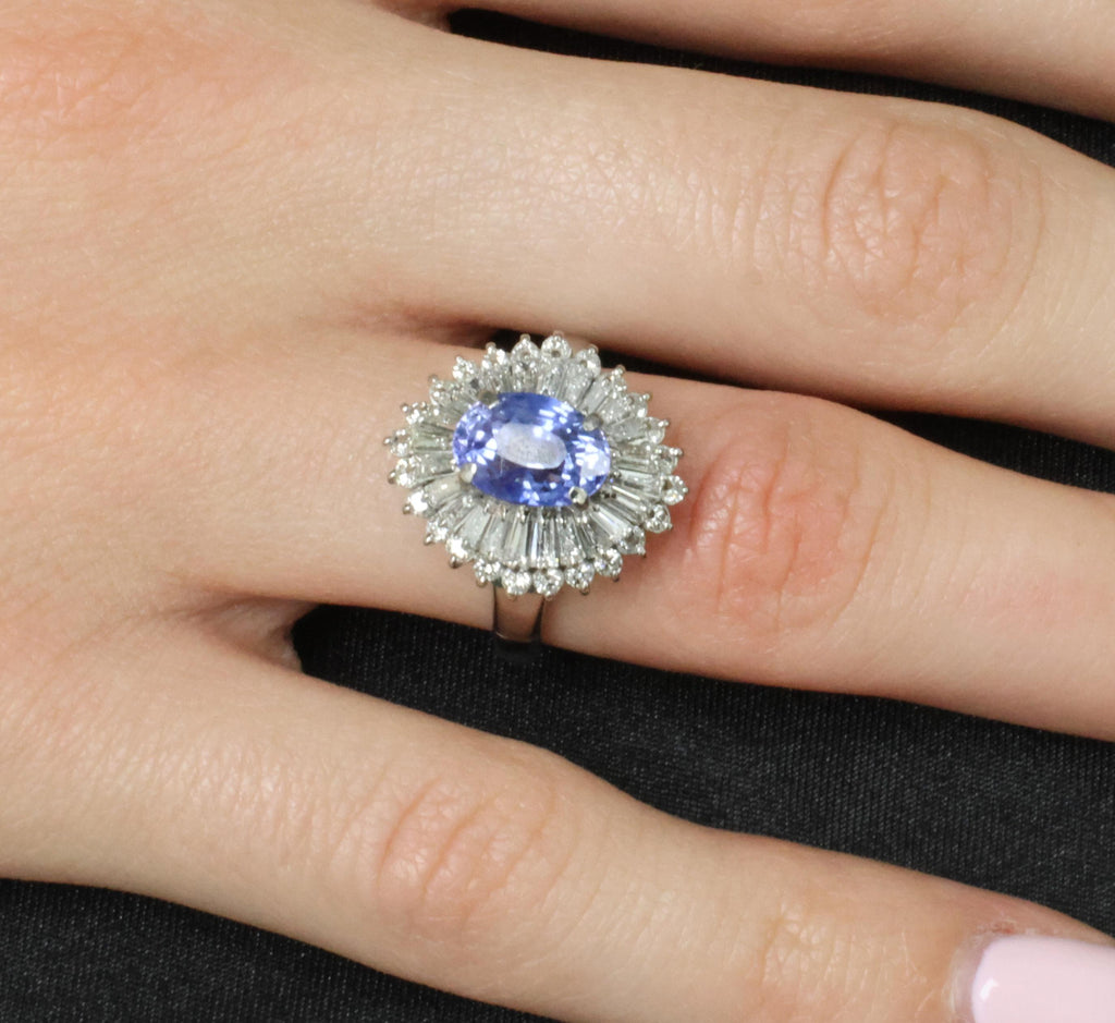 3.99ct GIA Ceylon NO HEAT Color Change Sapphire & 1.26ct Diamond Platinum Ring