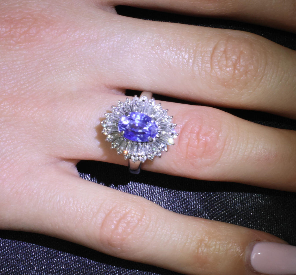 3.99ct GIA Ceylon NO HEAT Color Change Sapphire & 1.26ct Diamond Platinum Ring