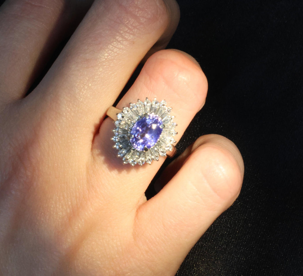 3.99ct GIA Ceylon NO HEAT Color Change Sapphire & 1.26ct Diamond Platinum Ring