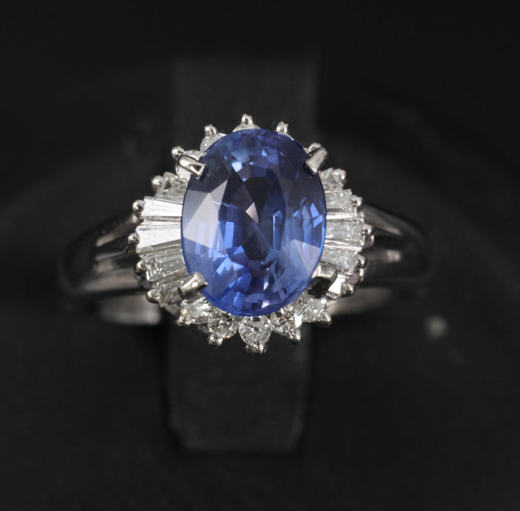 2.07ct GIA Ceylon Color Change Sapphire & 0.28ct Diamond Platinum Ring, Size 5