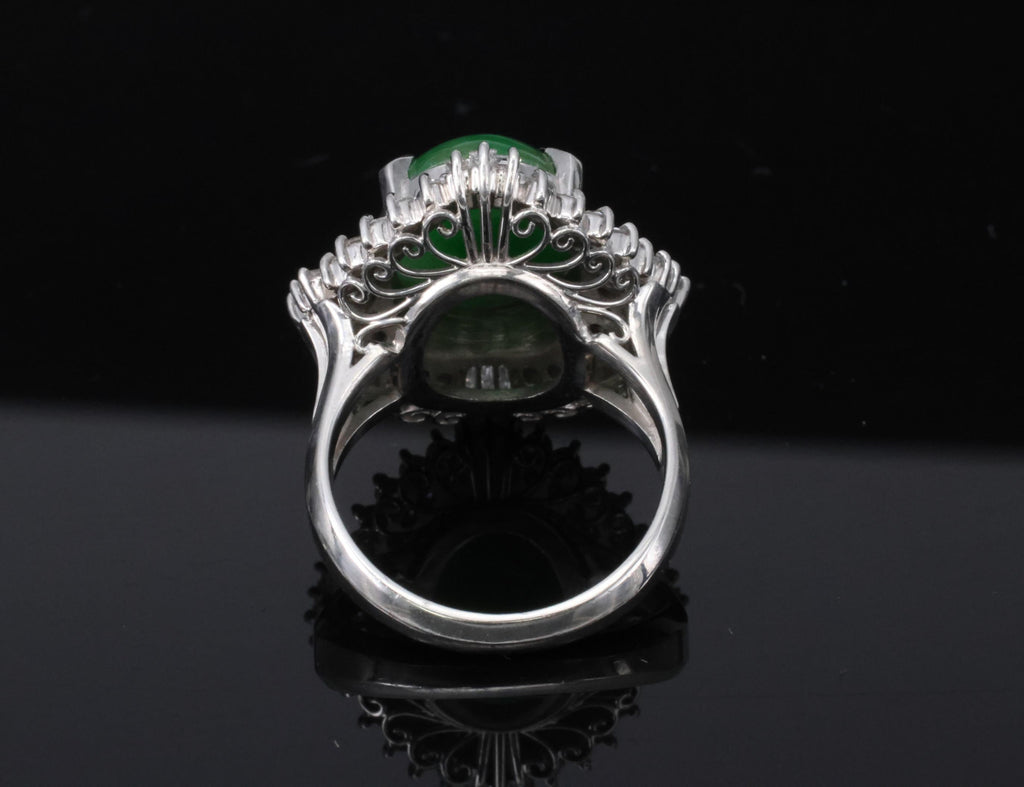 5.59ct GIA Natural Burmese Jadeite Jade 1.10ct Diamond Platinum Ring, Size 5.75