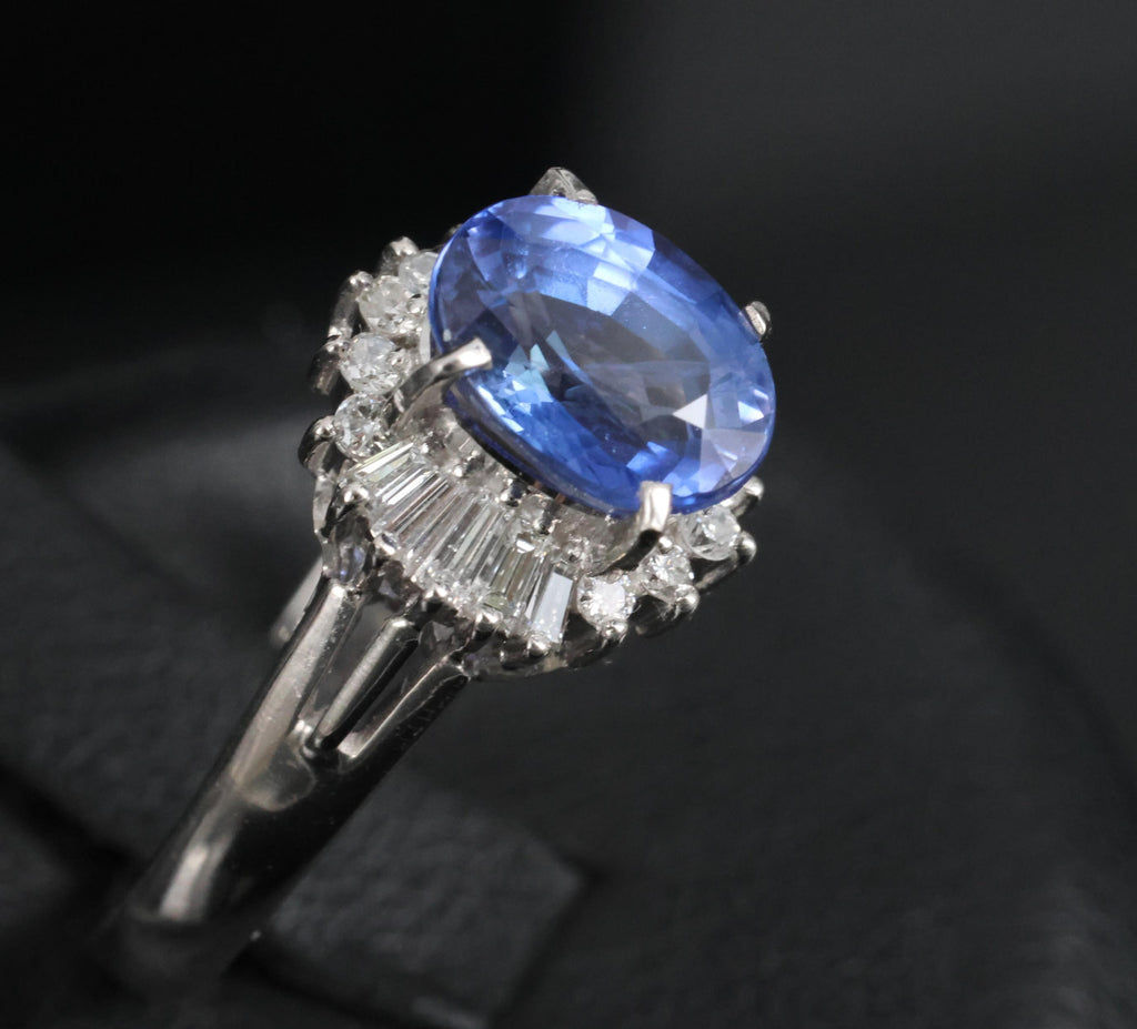2.07ct GIA Ceylon Color Change Sapphire & 0.28ct Diamond Platinum Ring, Size 5