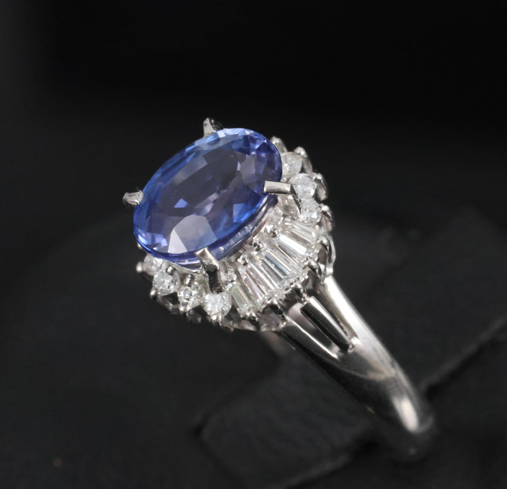 2.07ct GIA Ceylon Color Change Sapphire & 0.28ct Diamond Platinum Ring, Size 5