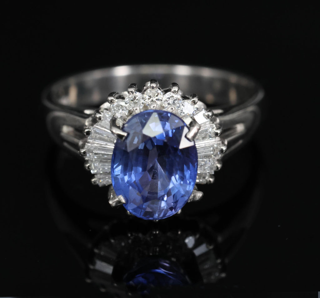 2.07ct GIA Ceylon Color Change Sapphire & 0.28ct Diamond Platinum Ring, Size 5