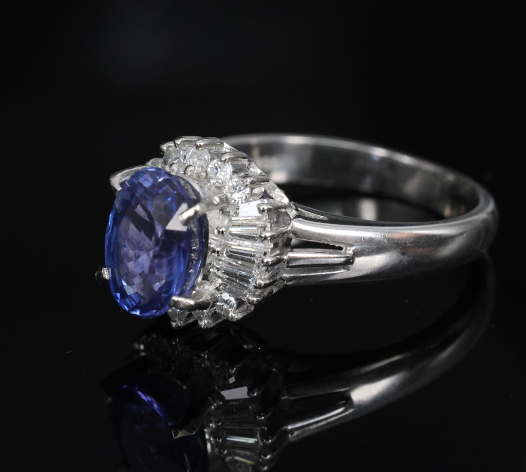 2.07ct GIA Ceylon Color Change Sapphire & 0.28ct Diamond Platinum Ring, Size 5