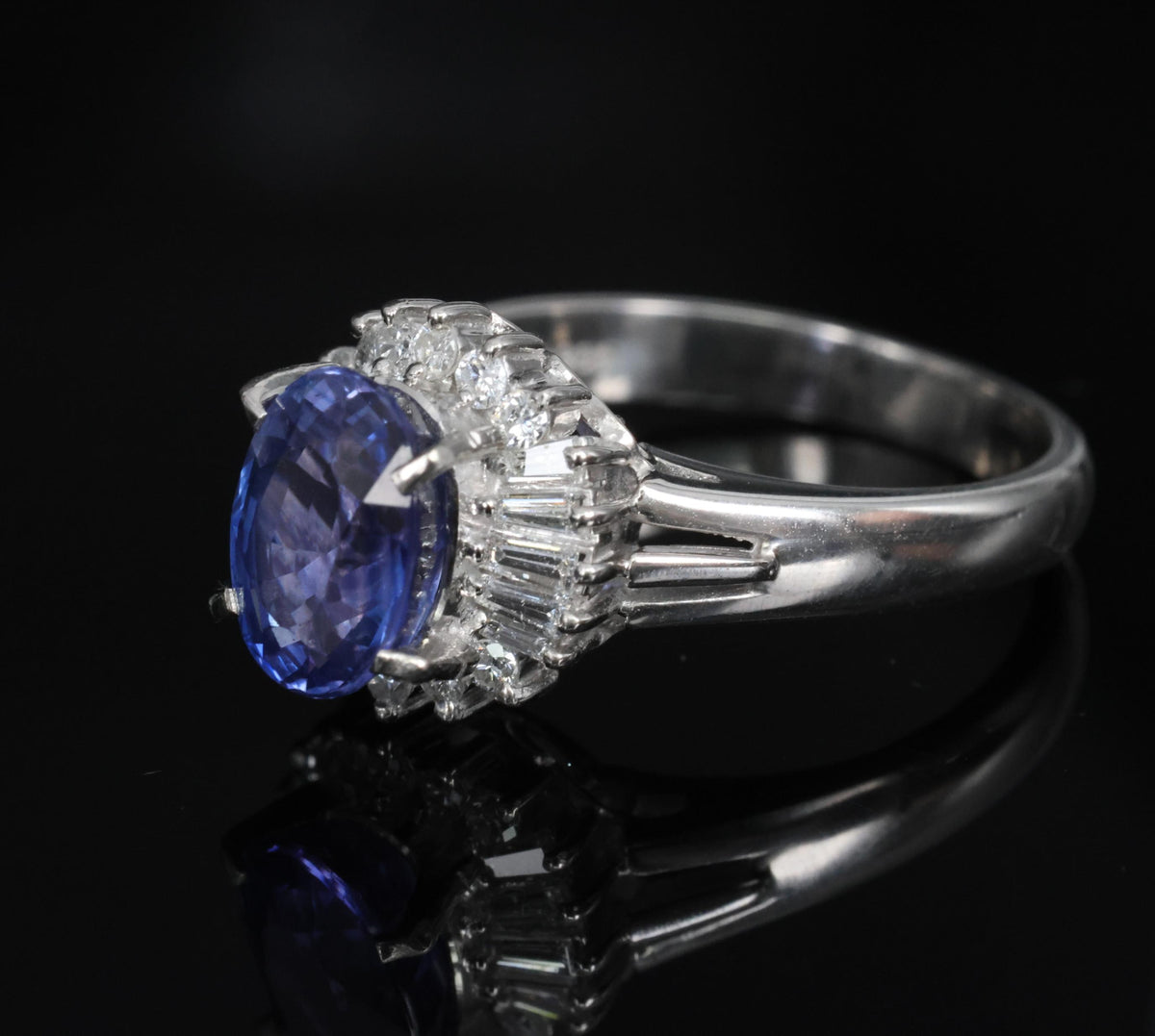 2.07ct GIA Ceylon Color Change Sapphire & 0.28ct Diamond Platinum Ring, Size 5