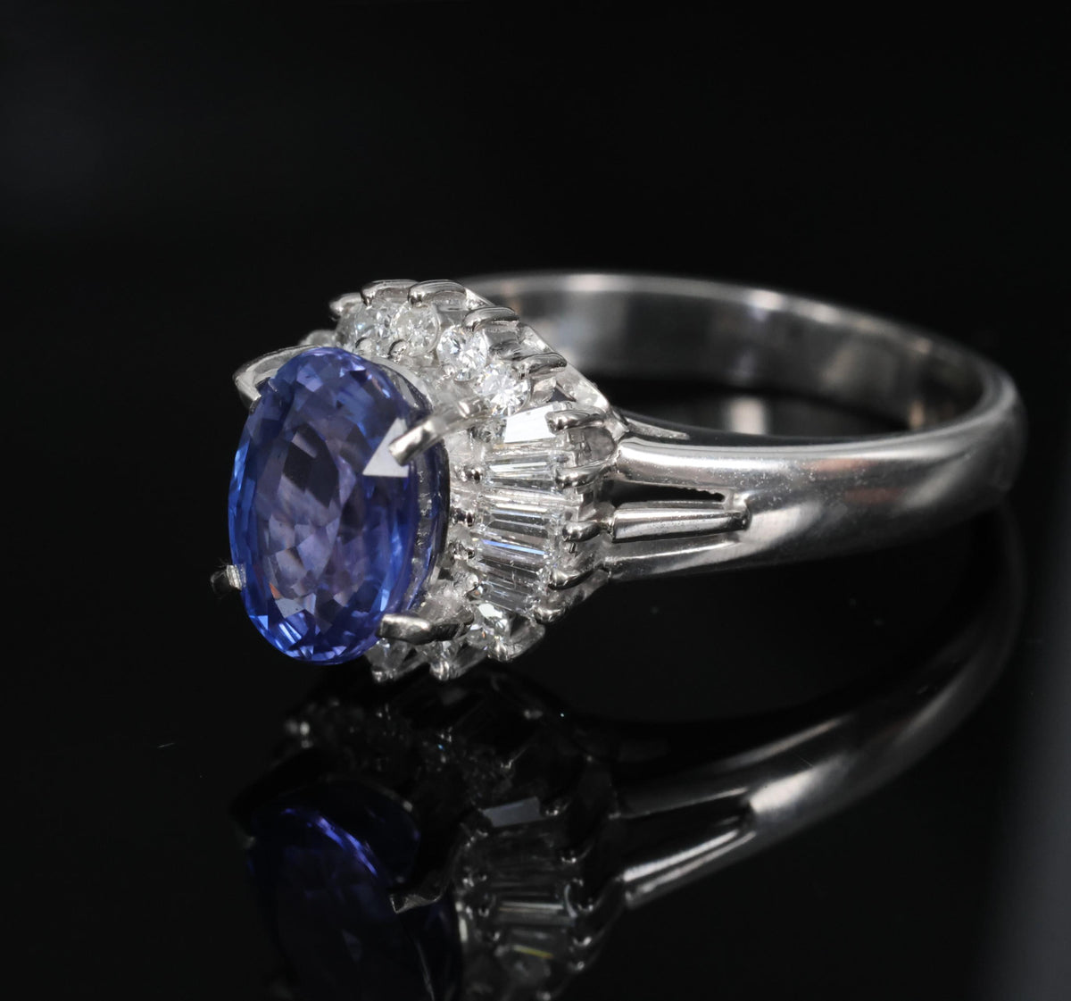 2.07ct GIA Ceylon Color Change Sapphire & 0.28ct Diamond Platinum Ring, Size 5