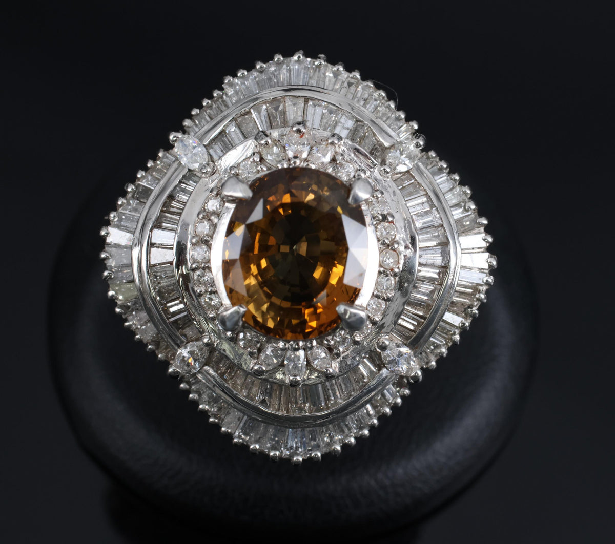 Massive 8.01ct GIA Natural Chrysoberyl & 5.84ct Diamond Platinum Ring, Size 6.75