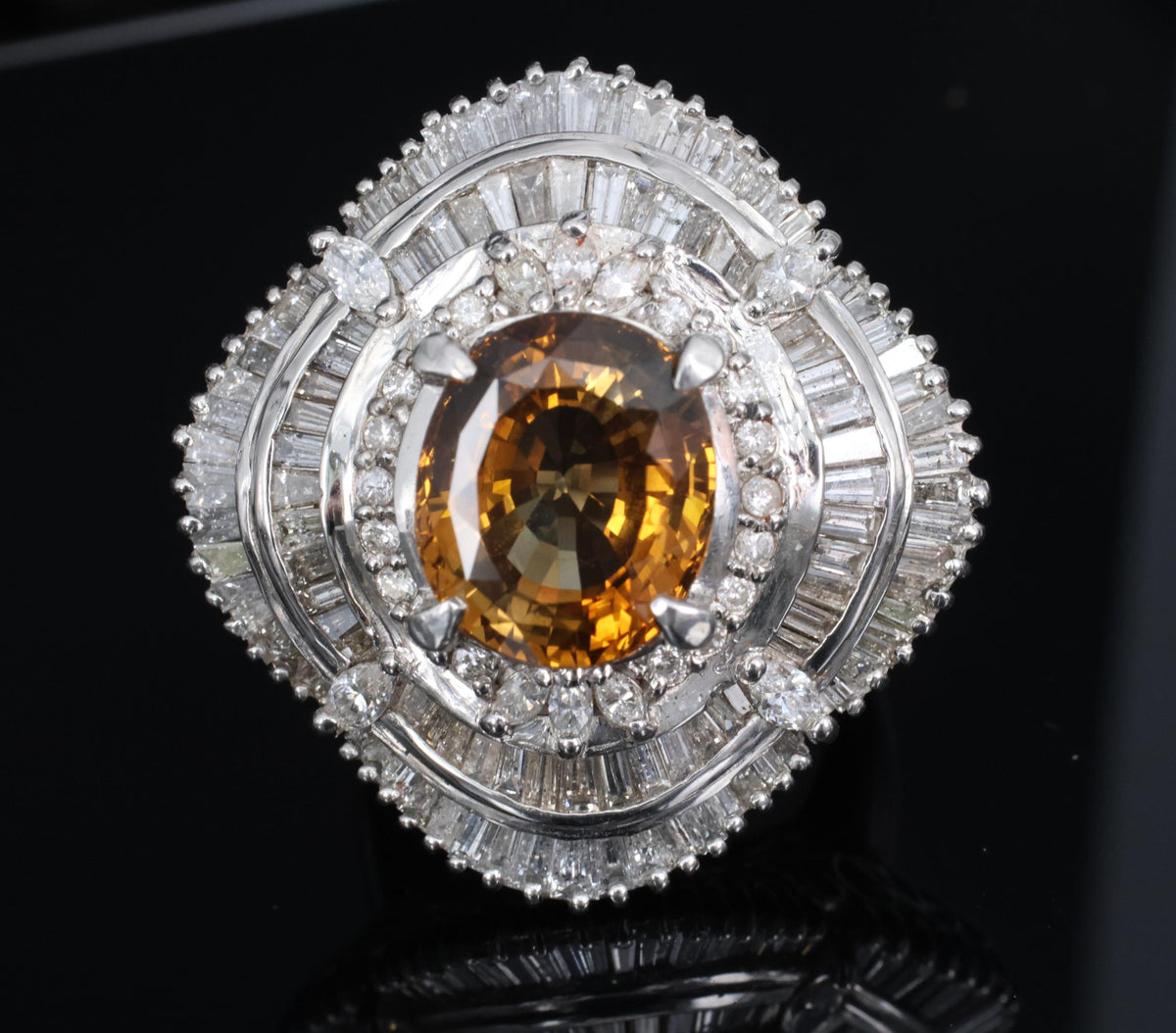 Massive 8.01ct GIA Natural Chrysoberyl & 5.84ct Diamond Platinum Ring, Size 6.75