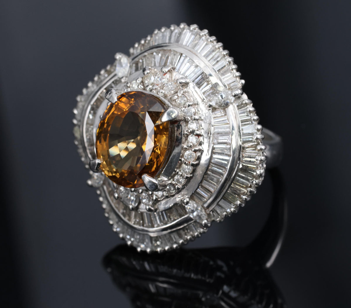 Massive 8.01ct GIA Natural Chrysoberyl & 5.84ct Diamond Platinum Ring, Size 6.75