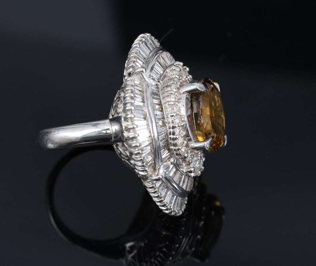 Massive 8.01ct GIA Natural Chrysoberyl & 5.84ct Diamond Platinum Ring, Size 6.75
