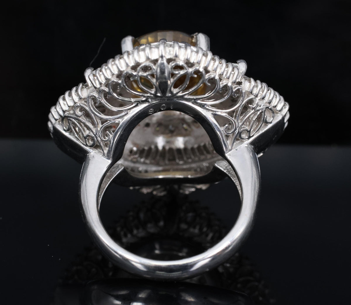 Massive 8.01ct GIA Natural Chrysoberyl & 5.84ct Diamond Platinum Ring, Size 6.75