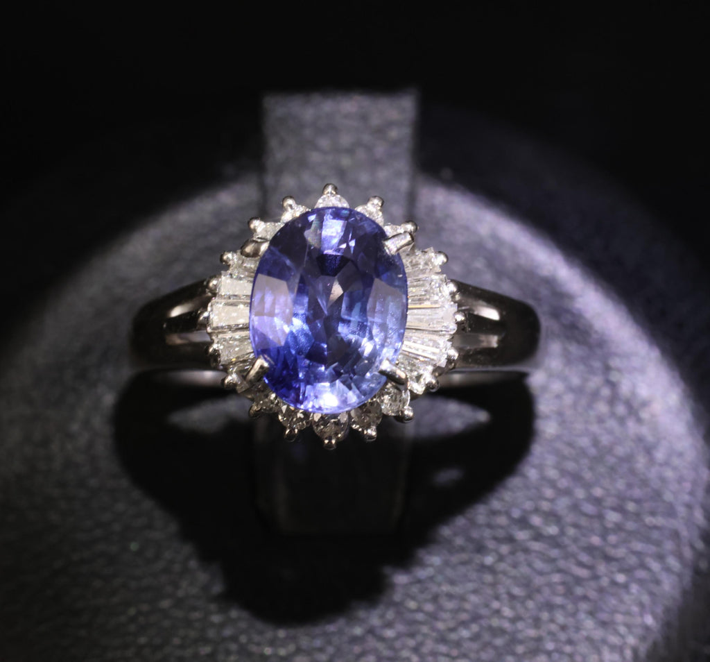 2.07ct GIA Ceylon Color Change Sapphire & 0.28ct Diamond Platinum Ring, Size 5