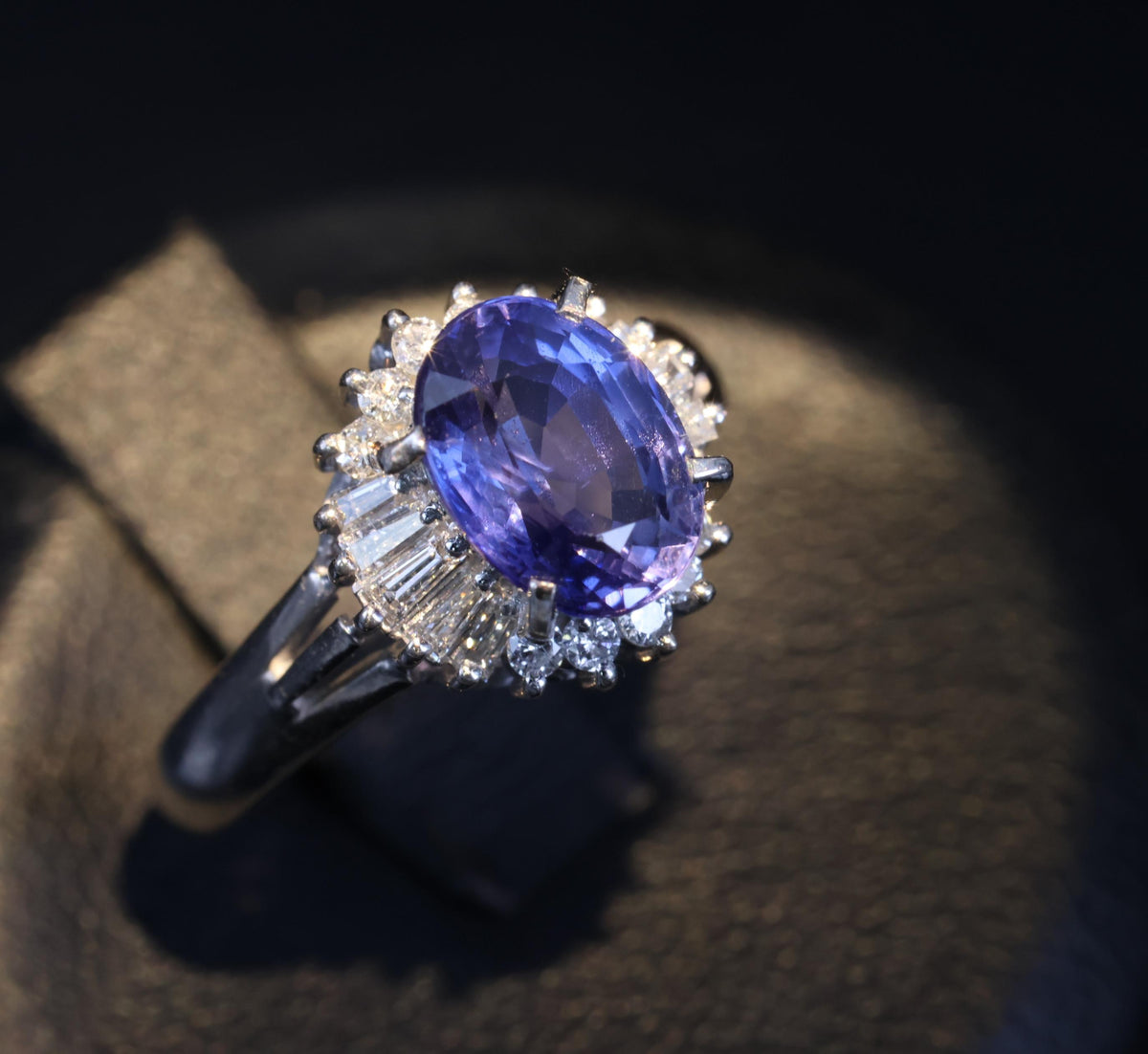 2.07ct GIA Ceylon Color Change Sapphire & 0.28ct Diamond Platinum Ring, Size 5