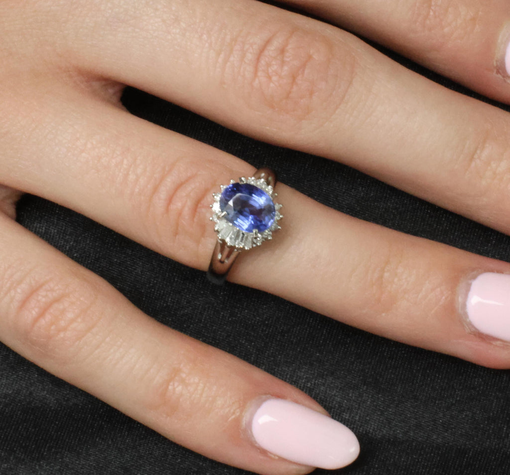 2.07ct GIA Ceylon Color Change Sapphire & 0.28ct Diamond Platinum Ring, Size 5