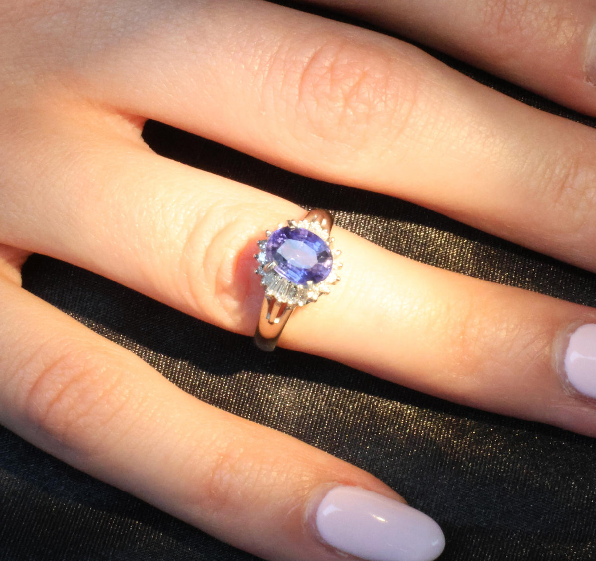 2.07ct GIA Ceylon Color Change Sapphire & 0.28ct Diamond Platinum Ring, Size 5