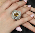 Massive 8.01ct GIA Natural Chrysoberyl & 5.84ct Diamond Platinum Ring, Size 6.75