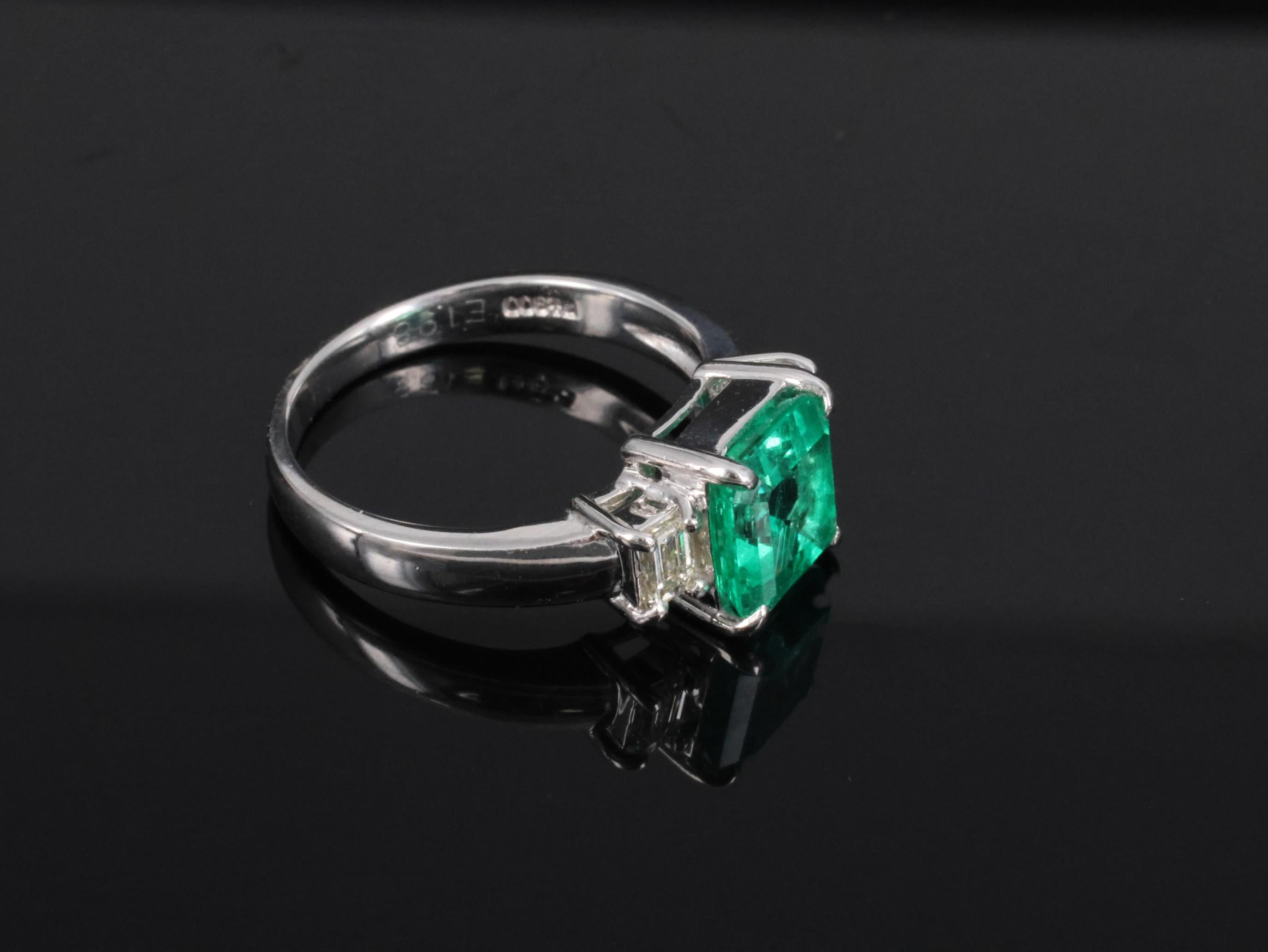Fine 1.98ct GIA Colombian Emerald & 0.28ct Diamond Platinum Ring, Size 6.25