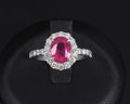Fine 1.47ct GIA Mozambique Vivid Red Ruby & 0.61ct Diamond Platinum Ring Size 6